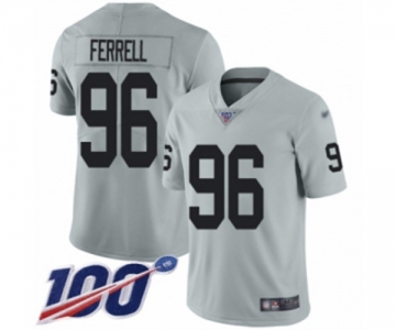 Youth Oakland Raiders #96 Clelin Ferrell Limited Silver Inverted Legend 100th Season Football Jersey