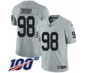 Youth Oakland Raiders #98 Maxx Crosby Limited Silver Inverted Legend 100th Season Football Jersey