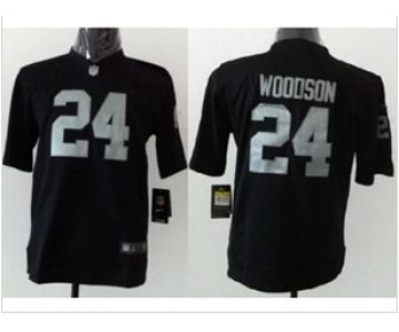 nike youth nfl jerseys oakland raiders #24 woodson black[nike][woodson]