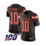 Youth Cleveland Browns #10 Jaelen Strong Brown Team Color Vapor Untouchable Limited Player 100th Season Football Jersey