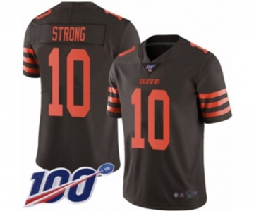 Youth Cleveland Browns #10 Jaelen Strong Limited Brown Rush Vapor Untouchable 100th Season Football Jersey