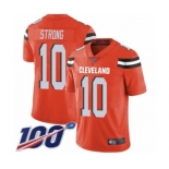 Youth Cleveland Browns #10 Jaelen Strong Orange Alternate Vapor Untouchable Limited Player 100th Season Football Jersey