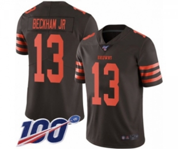 Youth Cleveland Browns #13 Odell Beckham Jr. Limited 100th Season Brown Rush Vapor Untouchable Football Jersey