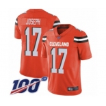 Youth Cleveland Browns #17 Greg Joseph Orange Alternate Vapor Untouchable Limited Player 100th Season Football Jersey