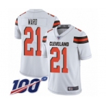 Youth Cleveland Browns #21 Denzel Ward White Vapor Untouchable Limited Player 100th Season Football Jersey