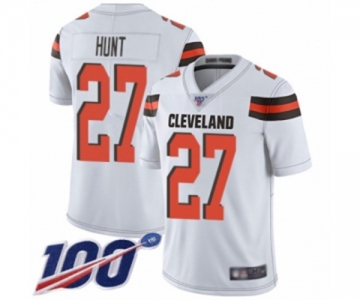 Youth Cleveland Browns #27 Kareem Hunt White Vapor Untouchable Limited Player 100th Season Football Jersey