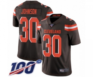 Youth Cleveland Browns #30 D'Ernest Johnson Brown Team Color Vapor Untouchable Limited Player 100th Season Football Jersey