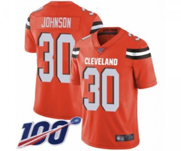 Youth Cleveland Browns #30 D'Ernest Johnson Orange Alternate Vapor Untouchable Limited Player 100th Season Football Jersey