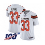 Youth Cleveland Browns #33 Sheldrick Redwine White Vapor Untouchable Limited Player 100th Season Football Jersey