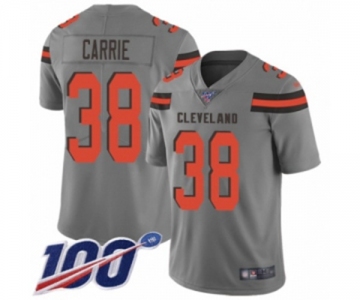 Youth Cleveland Browns #38 T. J. Carrie Limited Gray Inverted Legend 100th Season Football Jersey