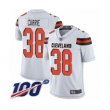 Youth Cleveland Browns #38 T. J. Carrie White Vapor Untouchable Limited Player 100th Season Football Jersey