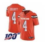 Youth Cleveland Browns #4 Britton Colquitt Orange Alternate Vapor Untouchable Limited Player 100th Season Football Jersey