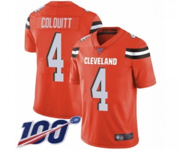 Youth Cleveland Browns #4 Britton Colquitt Orange Alternate Vapor Untouchable Limited Player 100th Season Football Jersey