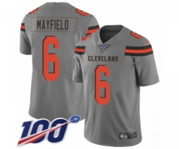 Youth Cleveland Browns #6 Baker Mayfield Limited Gray 100th Season Inverted Legend Football Jersey