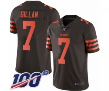 Youth Cleveland Browns #7 Jamie Gillan Limited Brown Rush Vapor Untouchable 100th Season Football Jersey