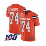 Youth Cleveland Browns #74 Chris Hubbard Orange Alternate Vapor Untouchable Limited Player 100th Season Football Jersey