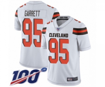 Youth Cleveland Browns #95 Myles Garrett White Vapor Untouchable Limited Player 100th Season Football Jersey