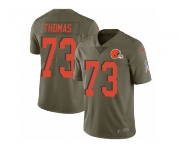 Youth Nike Cleveland Browns #73 Joe Thomas Limited Olive 2017 Salute to Service NFL Jersey