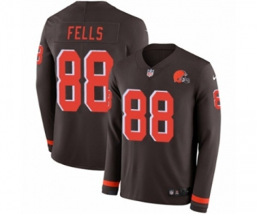 Youth Nike Cleveland Browns #88 Darren Fells Limited Brown Therma Long Sleeve NFL Jersey