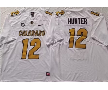 Men Colorado Buffaloes #12 Hunter White  Limited Football Stitched Jersey