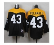 Mitchell And Ness 1967 Pittsburgh Steelers #43 Troy Polamalu Black Yelllow Throwback Mens Stitched NFL Jersey