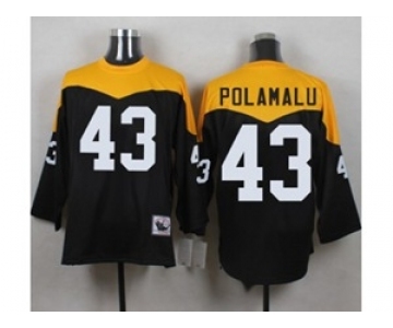 Mitchell And Ness 1967 Pittsburgh Steelers #43 Troy Polamalu Black Yelllow Throwback Mens Stitched NFL Jersey