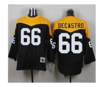 Mitchell And Ness 1967 Pittsburgh Steelers #66 David DeCastro Black Yelllow Throwback Mens Stitched NFL Jersey