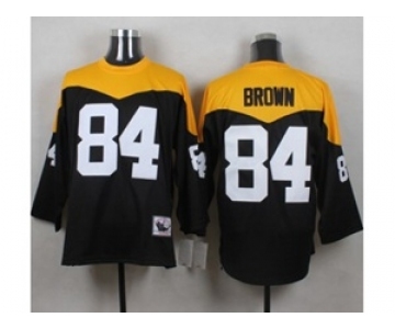 Mitchell And Ness 1967 Pittsburgh Steelers #84 Antonio Brown Black Yelllow Throwback Mens Stitched NFL Jersey