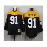 Mitchell And Ness 1967 Pittsburgh Steelers #91 Kevin Greene Black Yelllow Throwback Mens Stitched NFL Jersey