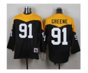 Mitchell And Ness 1967 Pittsburgh Steelers #91 Kevin Greene Black Yelllow Throwback Mens Stitched NFL Jersey