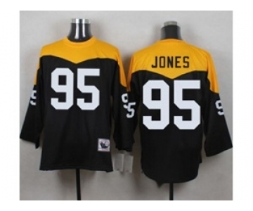 Mitchell And Ness 1967 Pittsburgh Steelers #95 Jarvis Jones Black Yelllow Throwback Mens Stitched NFL Jersey