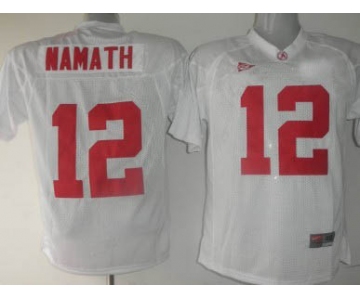 ncaa Alabama Crimson Tide #12 Namath White