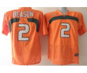 ncaa Miami Hurricanes #2 Jon Beason Orange[Beason]