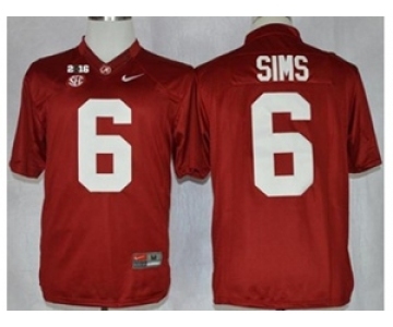 ncaa jerseys alabama crimson tide #6 blake sims red[2016]