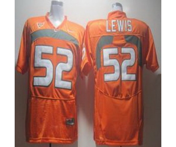 ncaa (miami hurricanes) #52 lewis orange