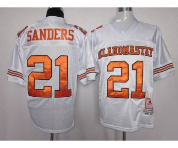 ncaa oklahoma state cowboys #21 barry sanders white