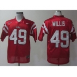 ncaa ole miss rebels #49 patrick willis red