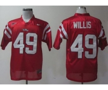 ncaa ole miss rebels #49 patrick willis red