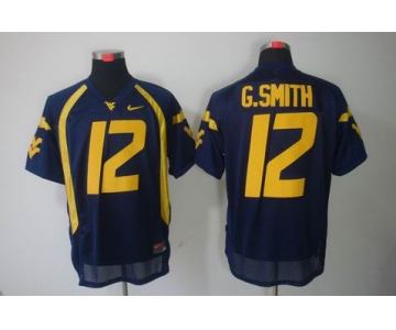 ncaa west virginia mountaineers #12 g.smith blue