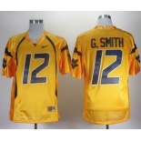 ncaa west virginia mountaineers #12 g.smith gold