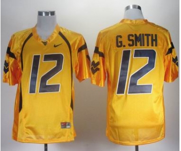 ncaa west virginia mountaineers #12 g.smith gold