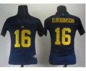 women ncaa jerseys (michigan wolverines) #16 d.robinson dk.blue