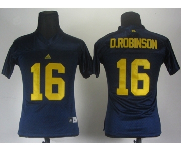 women ncaa jerseys (michigan wolverines) #16 d.robinson dk.blue