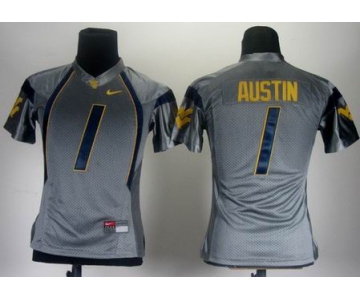 women ncaa jerseys west virginia mountaineers #1 tavon austin grey