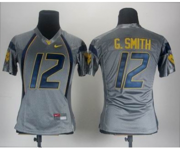 women ncaa jerseys west virginia mountaineers #12 geno smith grey