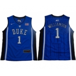 Blue Devils #1 Zion Williamson Blue Black Basketball Elite Stitched Youth College Jersey