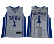 Blue Devils #1 Zion Williamson White Blue Basketball Elite Stitched Youth College Jersey