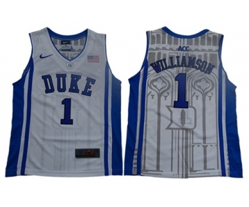 Blue Devils #1 Zion Williamson White Blue Basketball Elite Stitched Youth College Jersey