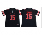 Youth Buckeyes #15 Ezekiel Elliott Blackout Limited Stitched Youth College Jersey