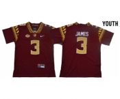 Youth Florida State Seminoles #3 Derwin James Red Youth College Football Jersey